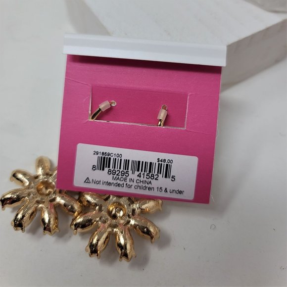 Betsey Johnson Rhinestone Flower Earrings Pierced Levier Backs - Picture 7 of 8